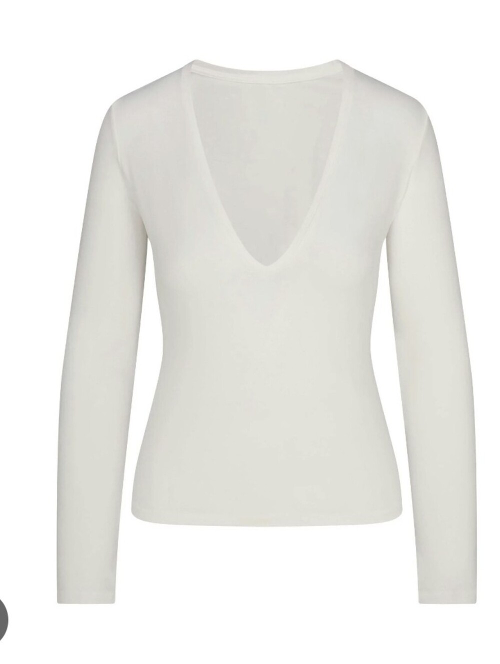 Skims Cotton Jersey Long Sleeve Plunge M